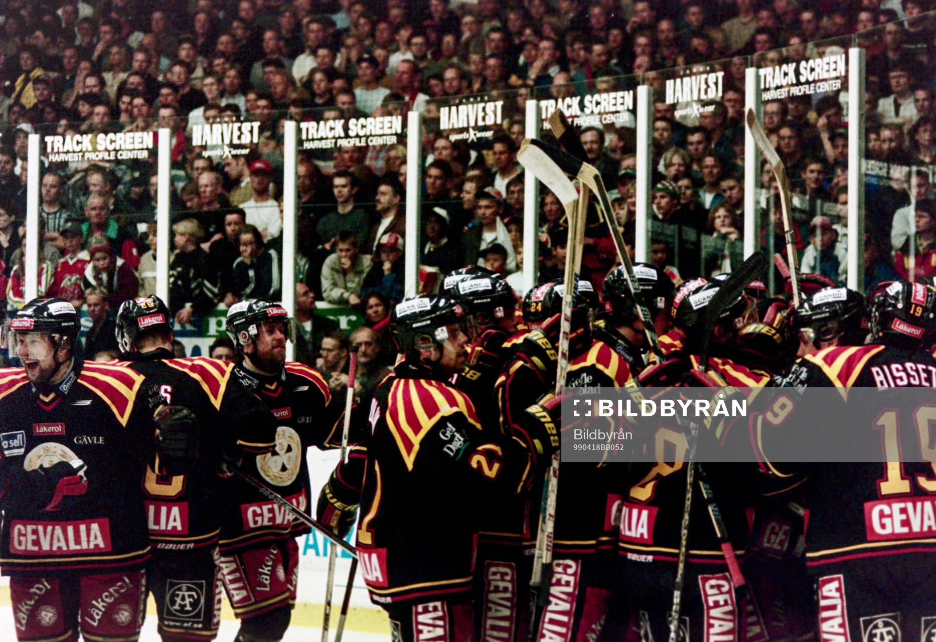 Brynäs, svenska mästare 1999. Laget jublar