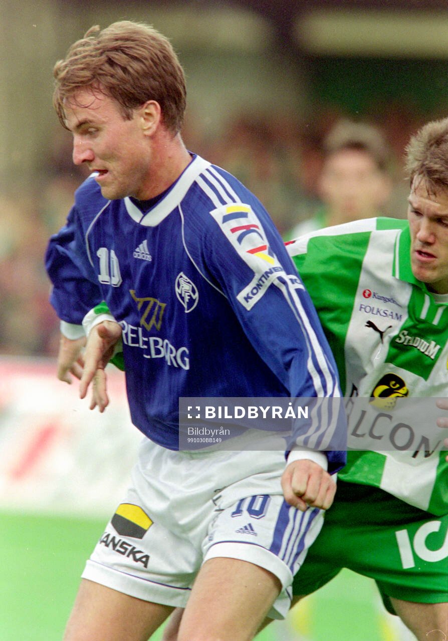 Trelleborgs Jonas Nilsson mot Hammarbys Mikael Hellström