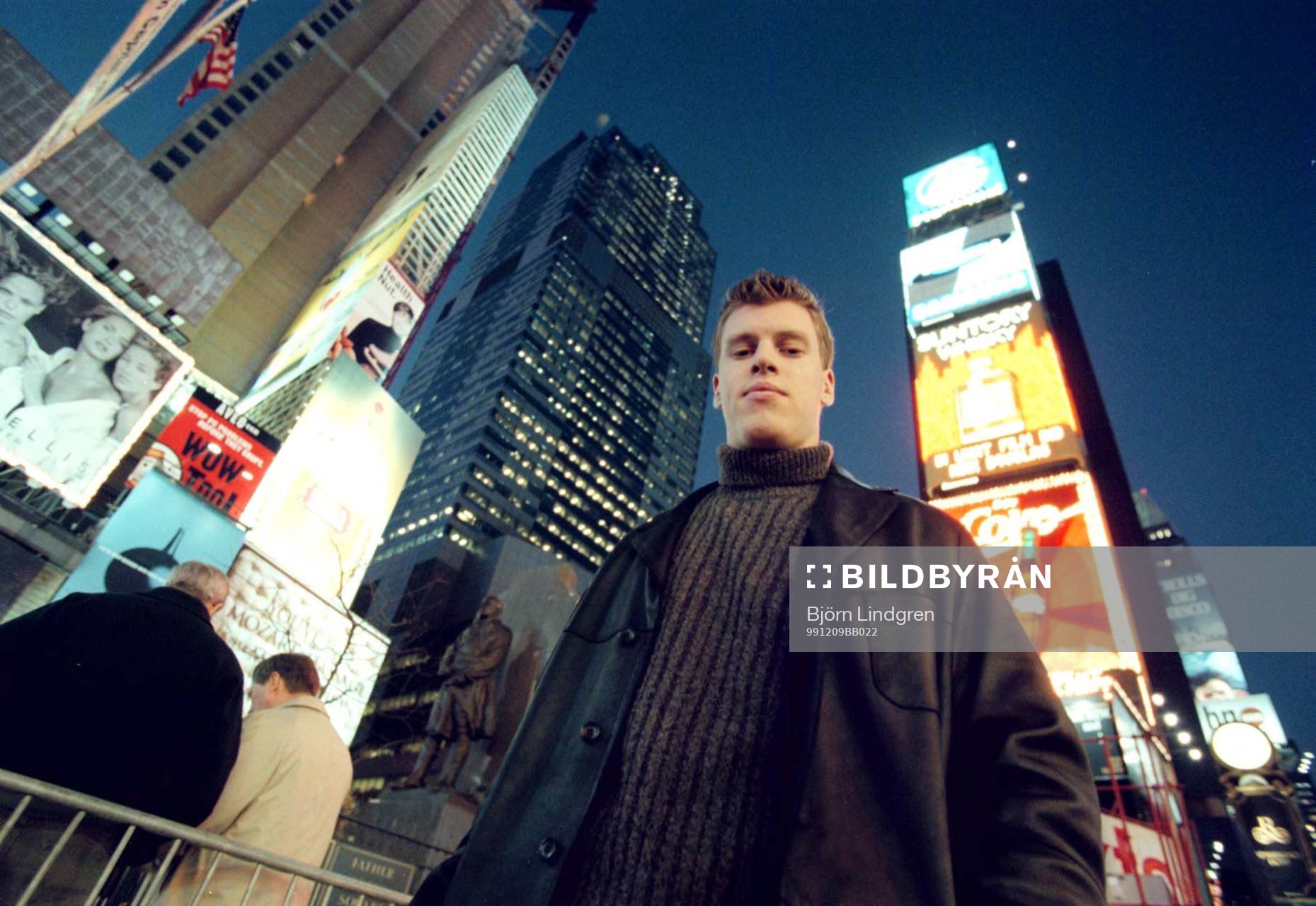 Kim Johnsson på Times Square i New York