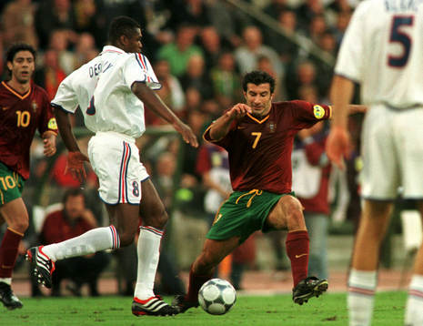 Luis Figo, Portugal och Marcel Desailly, Frankrike
