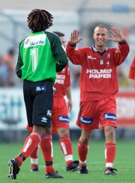 Eddie Gustafsson och Mathias Florén, Norrköping jublar