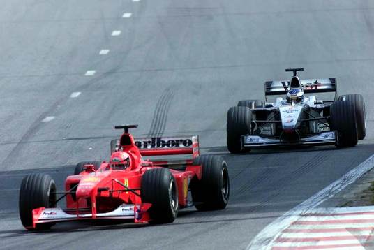 Mika Häkkinen, Mercedes McLaren och Michael Schumacher,