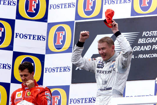 Mika Häkkinen, Mercedes McLaren och Michael Schumacher,