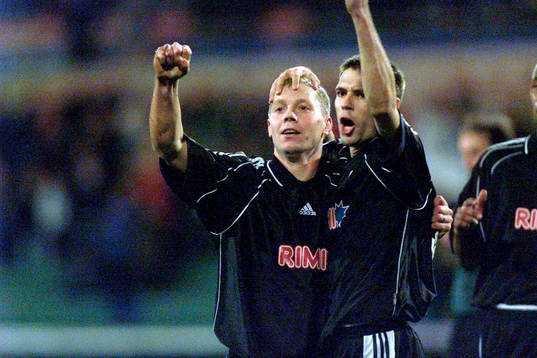 2-0 jubel Robert Andersson och Stefan Selakovic