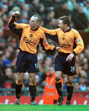  Danny Murphy och Nick Barmby, Liverpool. (Jubel)