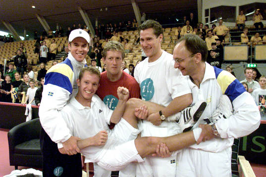 Fr.v Magnus Norman, Thomas Johansson, Jonas Björkman,