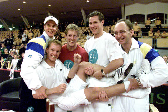 Fr.v Magnus Norman, Thomas Johansson, Jonas Björkman,