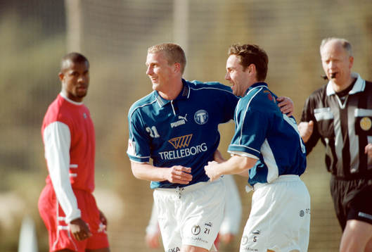 Thomas Magnusson och Mattias Kronvall, Trelleborg jublar.