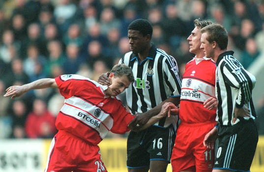  Fr v Colin Cooper, Middlesborugh, Carl Cort, Newcastle och Alan Boksic, Middlesborugh.