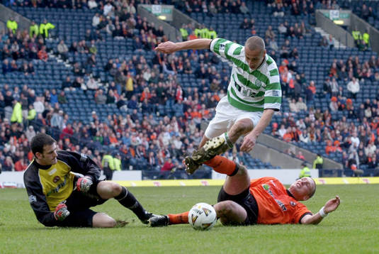 Skotska cupen, Celtic - Dundee United, Henrik Larsson (Henke Larsson), Paul Gallacher och Jason De Vos.