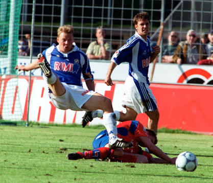 Robert Andersson och Stefan Selakovic, Halmstad. Liggande: