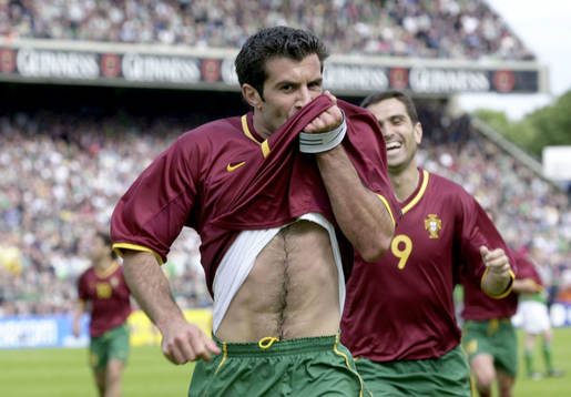 Fotboll, Portugal. Luis Figo , jubel