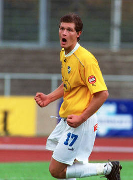 Fotboll, superettan, Målskytten Glenn Holgersson, IFK Malmö, jubel