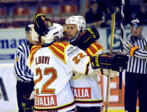 Mikko Luovi och Tommy Sjödin, Brynäs, jubel