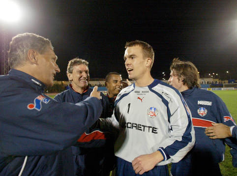 Sören Cratz och målvaktstränaren Mats Svensson