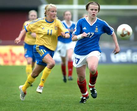  dam EM, Sverige - Frankrike, Josefine Öqvist, Sverige och Sandrine Dusang, Frankrike.