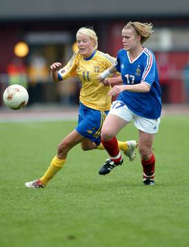 dam EM, Sverige - Frankrike, Josefine Öqvist, Sverige och Sandrine Dusang, Frankrike.