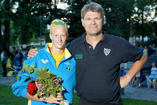 Friidrott, sjukamp,  Carolina Klüft, kommer hem till Växjö och tas emot i Liljeparken