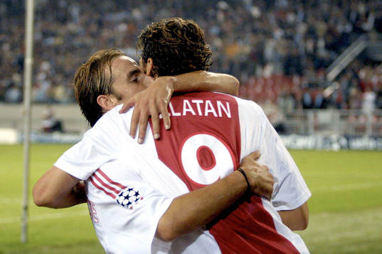  Andy van der Meyde och Zlatan  Ibrahimovic, Ajax, jublar.