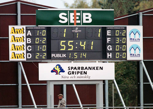 Fotboll, Ängelholm, skylt, resultattavla