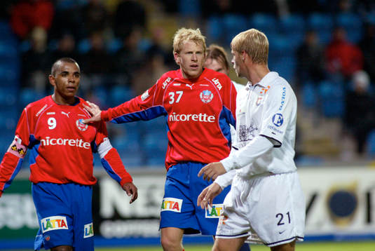 Alvaro Santos och Gustaf Andersson, HIF och Johan Anegrund,