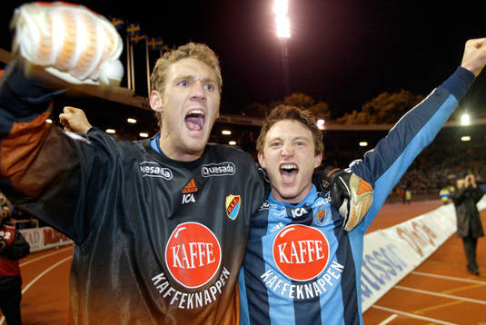 Andreas Isaksson och Kim Källström, Djurgården, jubel