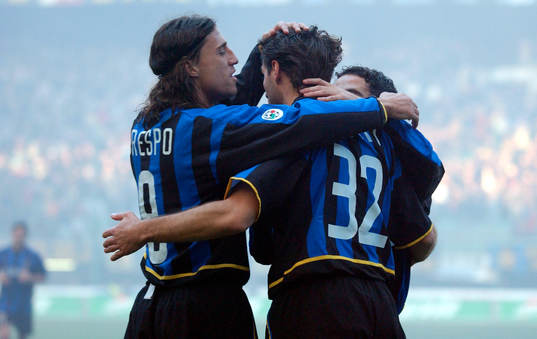 Hernan Crespo och Christian Vieri, Inter, jubel. 