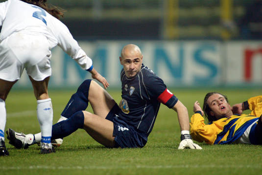  Alberto Gilardino, Parma och Gianluca Berti, målvakt och Andrea Cupi, Empoli.