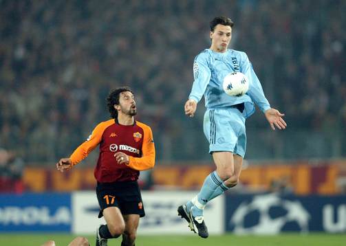  Roma - Ajax, Zlatan Ibrahimovic, Ajax och Domiano Tommasi, Roma.