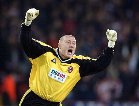  Sheffield Uniteds målvakt Paddy Kenny jubel när Sheffield tar ledningen 