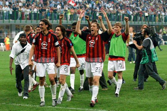 Fotboll, Champions League, Milan, jubel