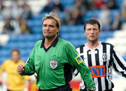 Anders Frisk, domare och Allan Ravn Jensen, Landskrona