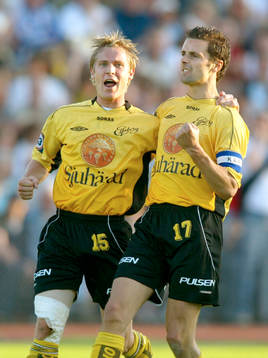 Målskyttarna Andreas Klarström och Kristoffer Arvhage,