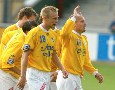 Fotboll. IFK Malmö - Västra Frölunda. IFK Malmös Magnus Eriksson jublar