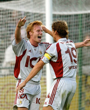  Patric Andersson och Magnus Erlingmark, Göteborg jublar efter 0-1