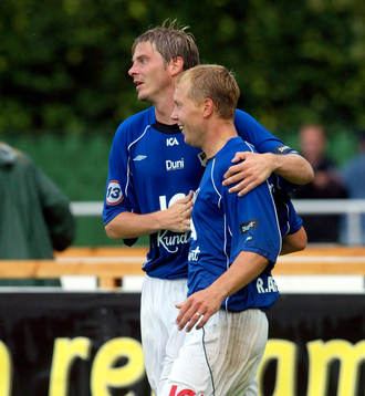 Halmstads två tvåmålskyttar Olle Kullinger och Robert