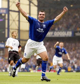   David Unsworth, Everton jubel. 