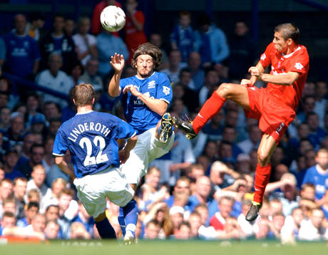  Milan Baros, Liverpool och Alessandro Pistone, Everton.