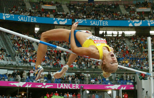  Kajsa Bergqvist tog oväntat en  bronsmedalj i höjhoppet.