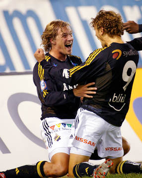 Daniel Hoch och Daniel Tjernström, AIK, jubel