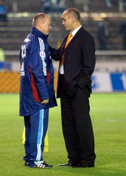 Sören Åkeby, tränare Djurgården och Richard Money,