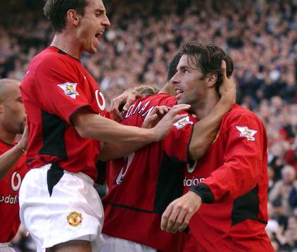  Ruud van Nistelrooy, Manchester United, jubel efter första målet 
