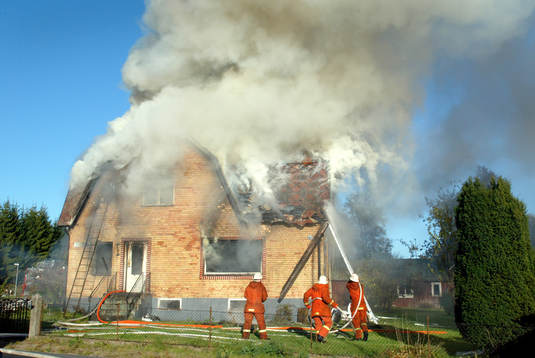 Brand i villa. En villa i centrala Bjärnum