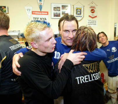 Trelleborg är tillbaka i Allsvenskan. Jubel. Kristian