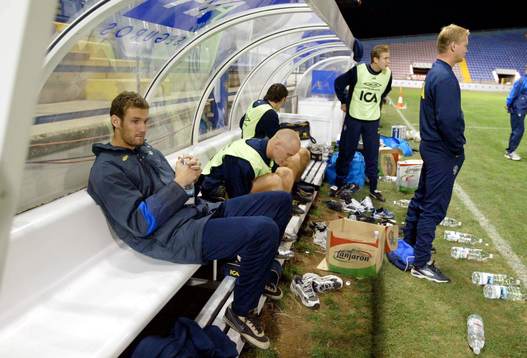 En febersjuk Andreas Isaksson vilade idag från träningen