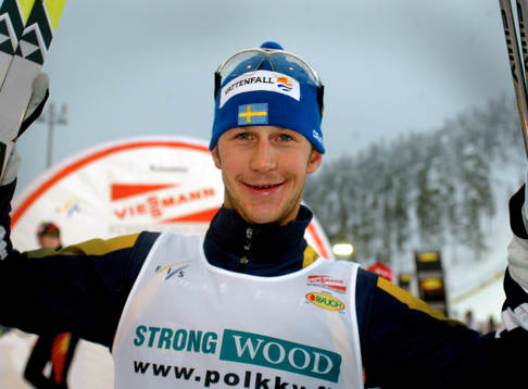 Skidor. Världscupen. Anders Södergren, glad tvåa i