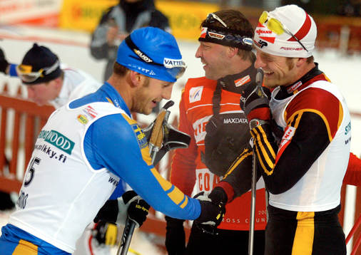 Skidor. Världscupen. Anders Södergren, gratulerar