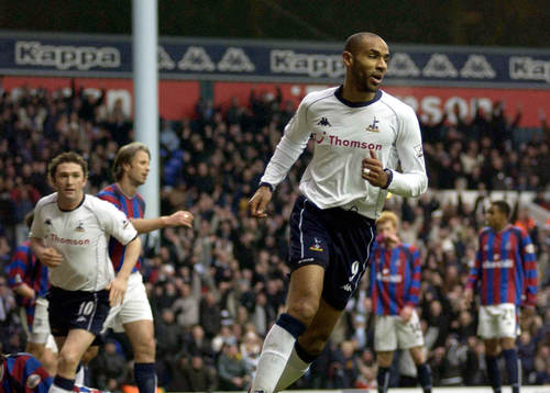   Frederic Kanoute, Tottenham jubel efter att ha gjort mål.
