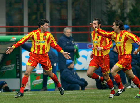 Fotboll, Italiensk, Serie A, Cesare Bovo, Marco Cassetti och Lorenzo Stovini, Lecce, jublar, jubel