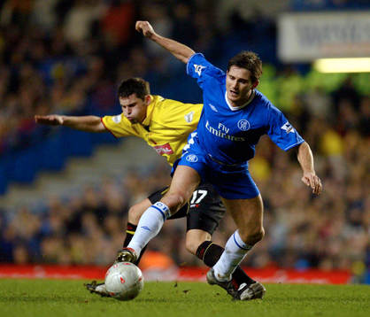  Jamie Hand, Watford tacklar Frank Lampard, Chelsea. 